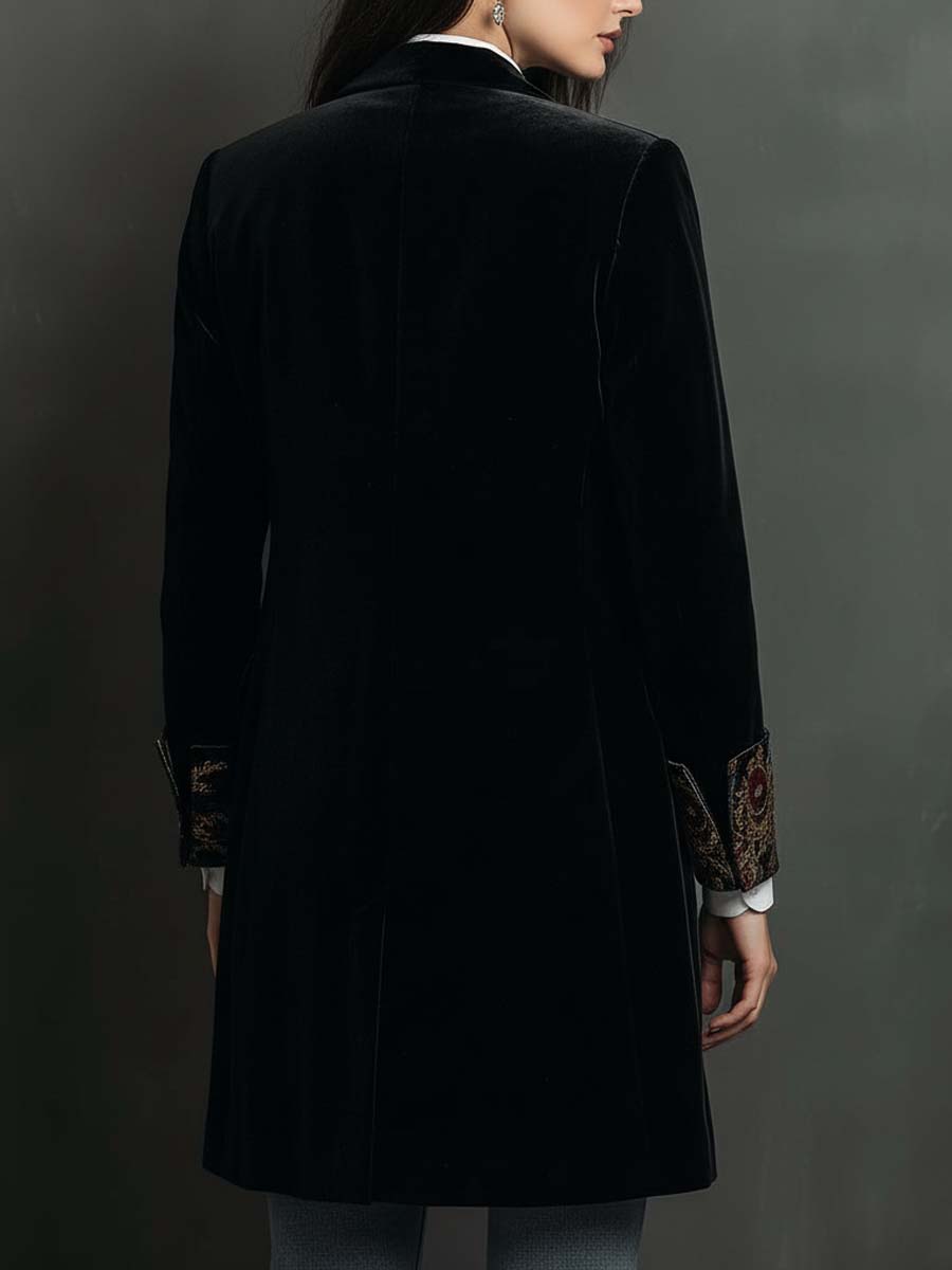 Camilla | Blazer ajustado negro con estampado barroco