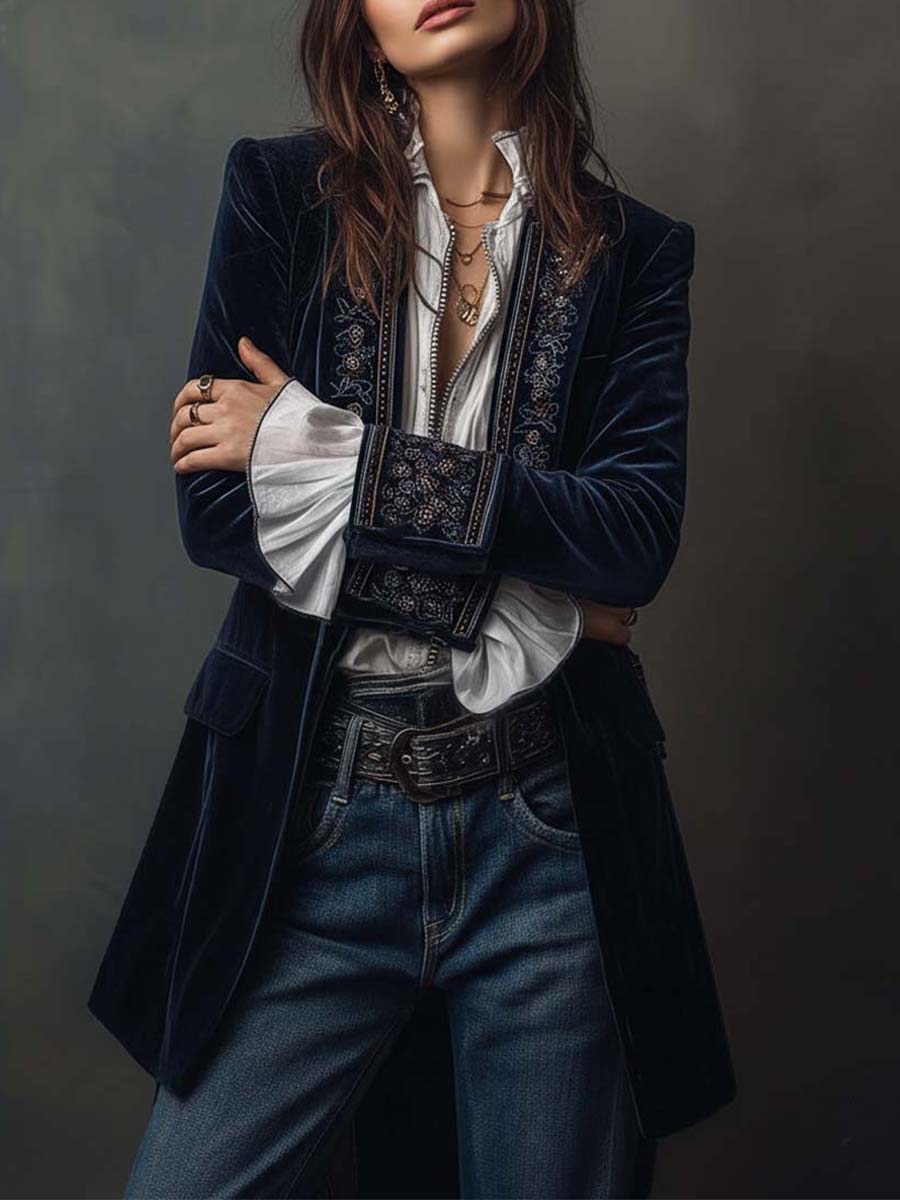 Chiara | Chaqueta larga vintage bordada
