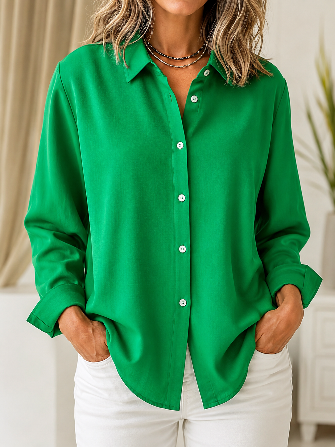 Marguerite | Blusa clásica lisa con botones