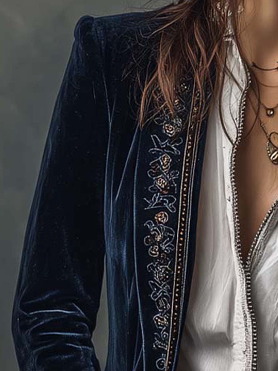 Chiara | Chaqueta larga vintage bordada