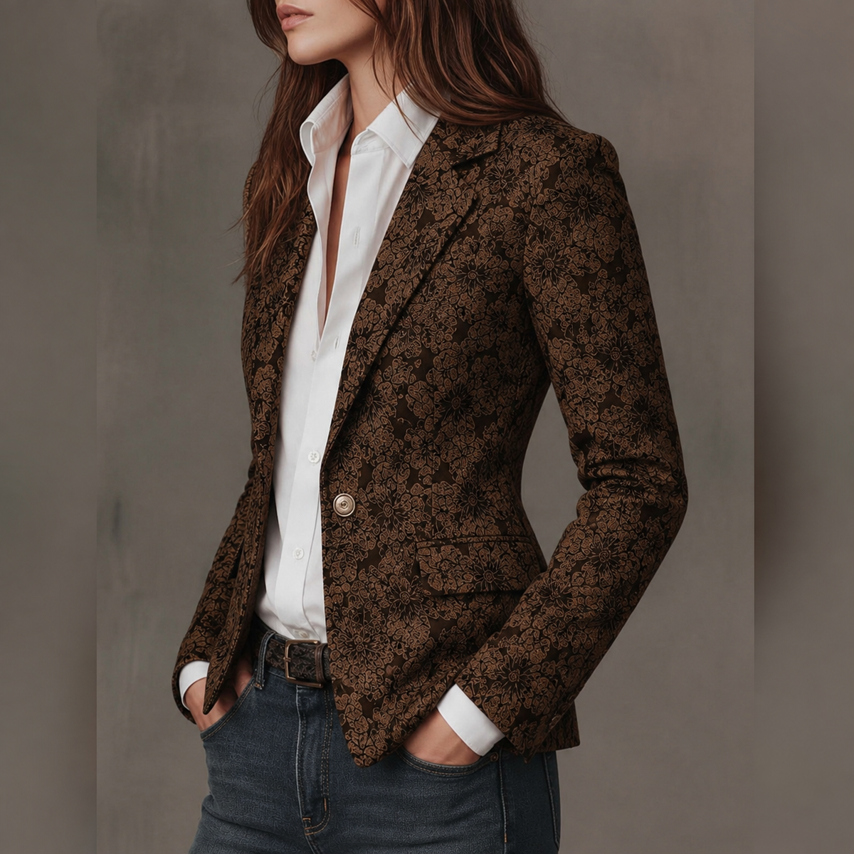 Loretta | Blazer ajustado de jacquard estilo cachemir