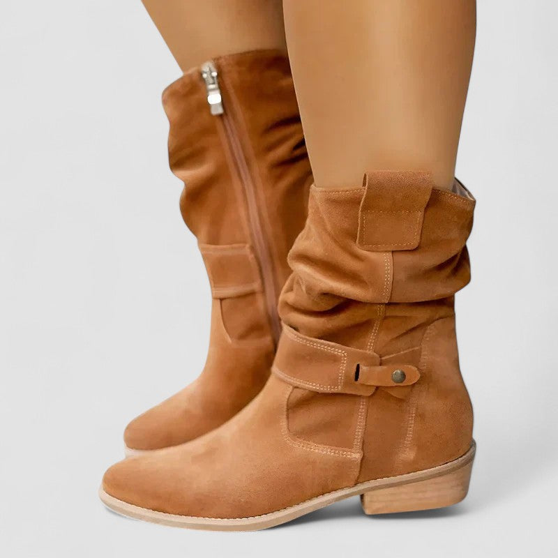 Lucia | Botines cowboy de caña fruncida