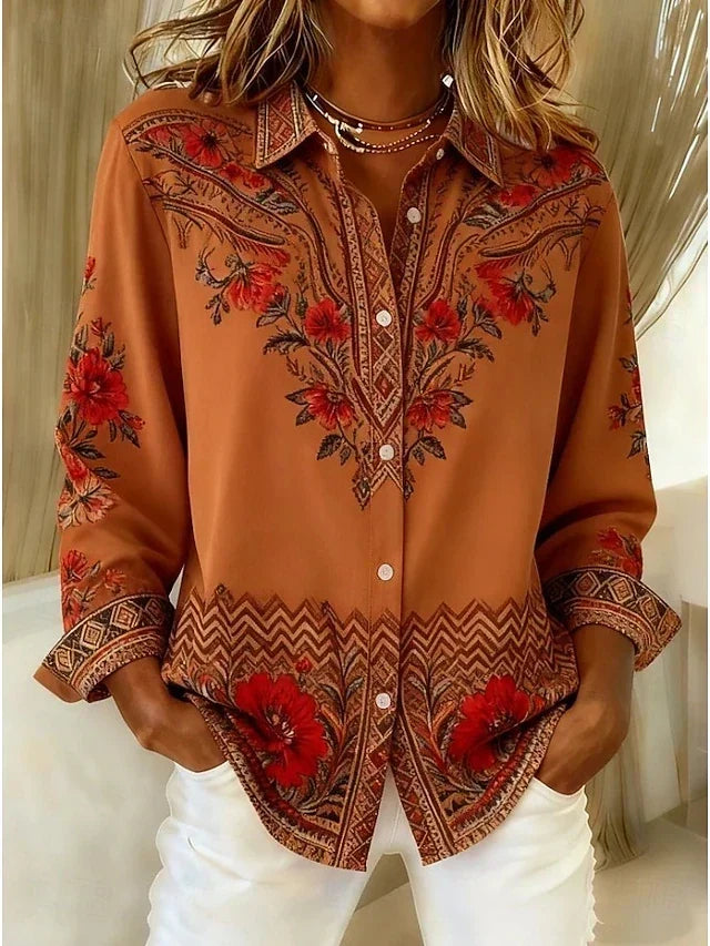 Dawnflora | Blusa floral artística de manga larga