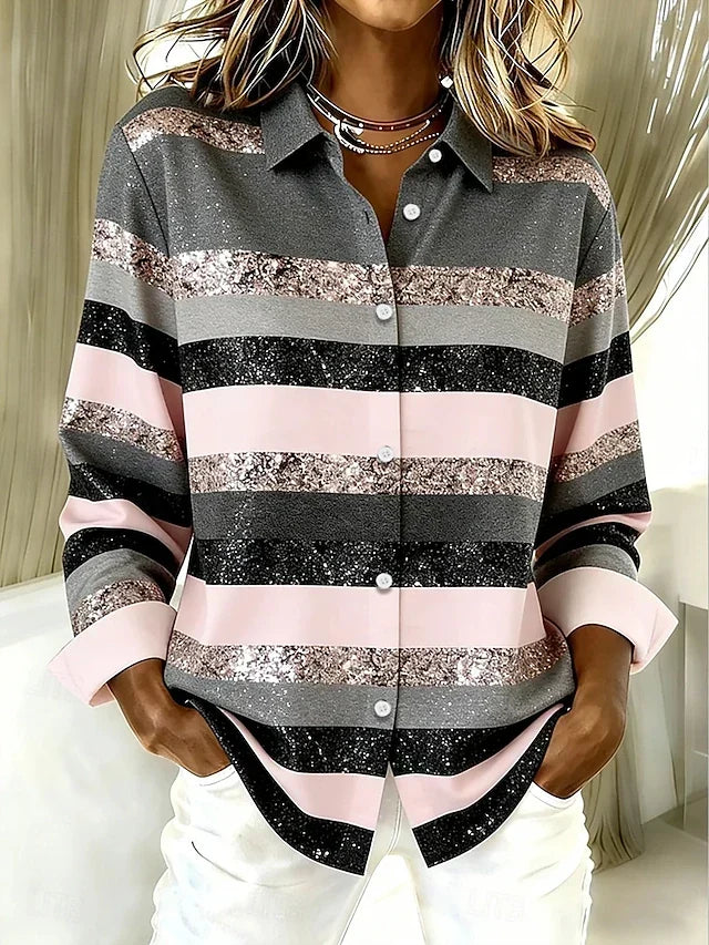 Evancline | Blusa de rayas horizontales con botones